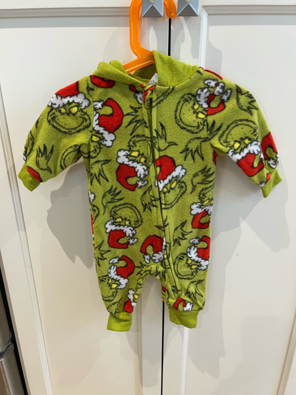 Green Grinch Fleece Footed One-Piece for Kids 0-3m